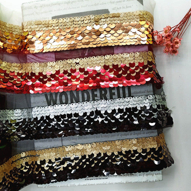 2024 Factory Direct Sales New Products On The Market Sequin Lace Clothing Lace Accessories Show Clothing Decoration Home Fabric Soft Packaging Decorative Gold And Silver Lace details Picture