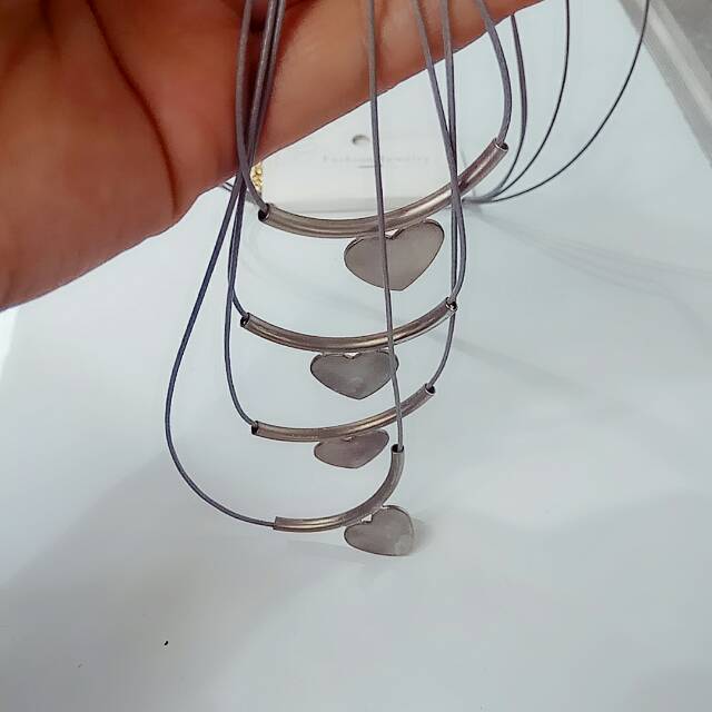 Wax rope silver-plated heart necklace jewelry factory direct sales Specification image