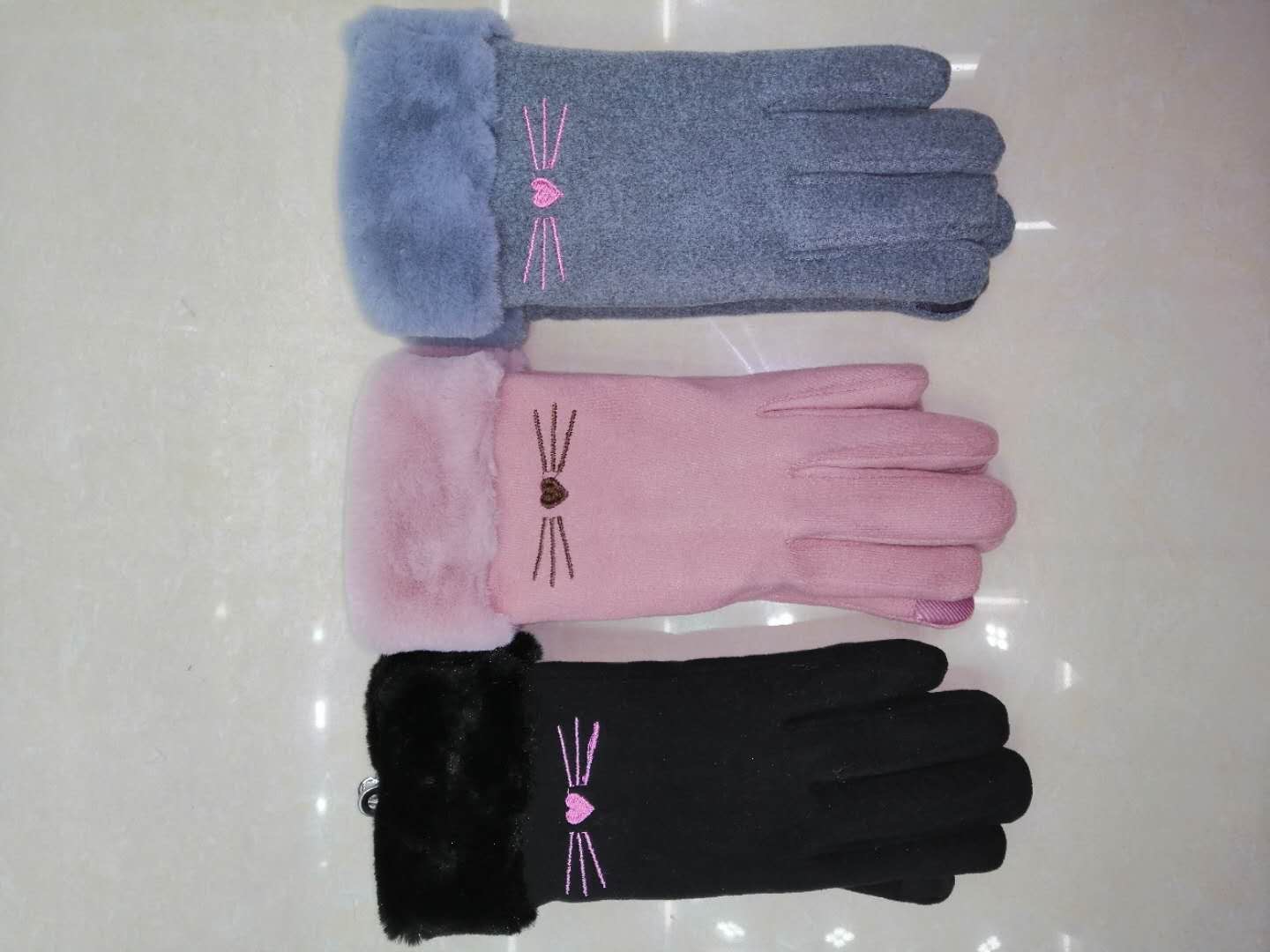 Gloves Female Winter Touch Screen Saver Warm Up With Thick Suede Winter Student Cute Everything Ride Drive Specification drawing