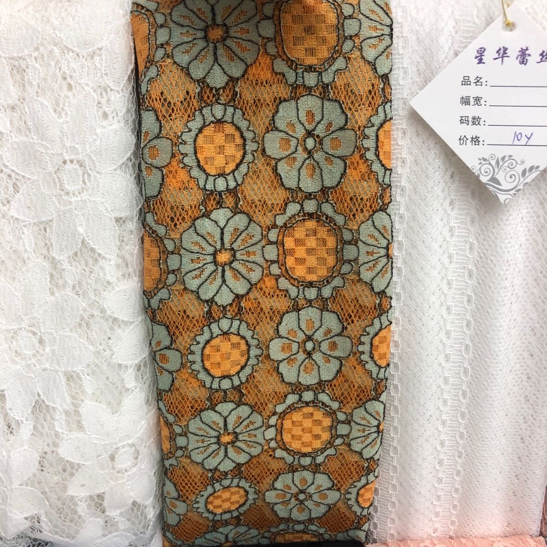 Mirror flower lace fabric, lace fabric factory direct sales, in stock, available for wholesale and retail Specification image