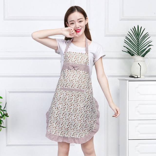 围裙女防水可爱围腰家用工作服时尚厨房韩版碎花防油大人罩衣