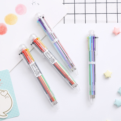 Japanese and Korean creative cartoon multi-color ballpoint pen by the starting pen color personality oilpen stationery 6 color ballpoint pen thumbnail