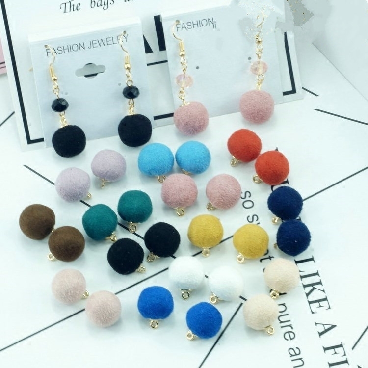 茸皮珠子吊坠磨砂绒球diy韩国饰品材料耳环耳线手工配件产品图