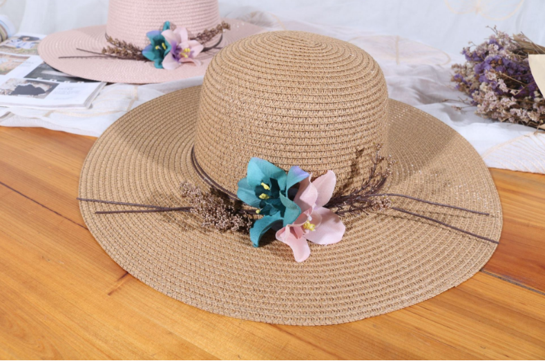 Summer A Flower Hand Hook Straw Hat Korean Women's Foldable Sun Hat With Sunblock Outdoor Beach Straw Hat full figure