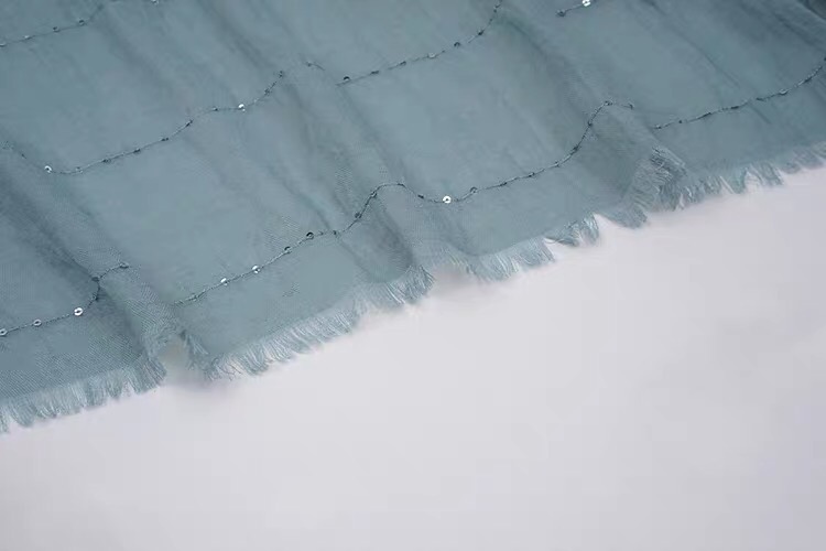 Women's Fashion Trend Gray Green Forest Silk Scarf Spring And Autumn New All Matching Solid Color Sequin Scarf Specification drawing