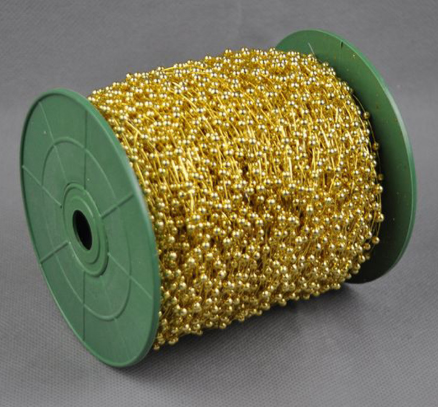 Christmas Cake Plug-In Decorative Bead Chain Eco-Friendly Christmas Bead Chain Electric Gold Plated Silver 3Mm Fishing Line Bead String details Picture