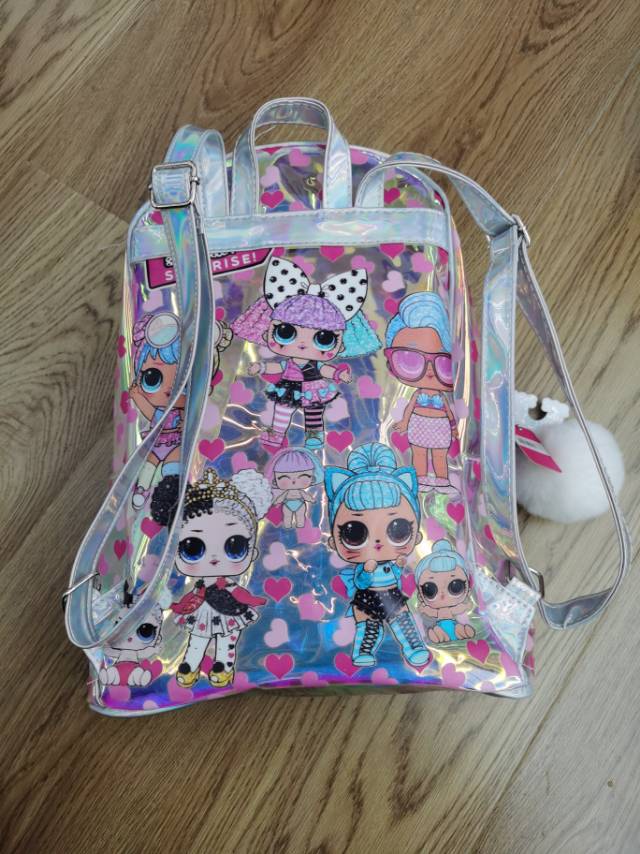 镭射印花惊喜娃娃pu儿童双肩包细节图