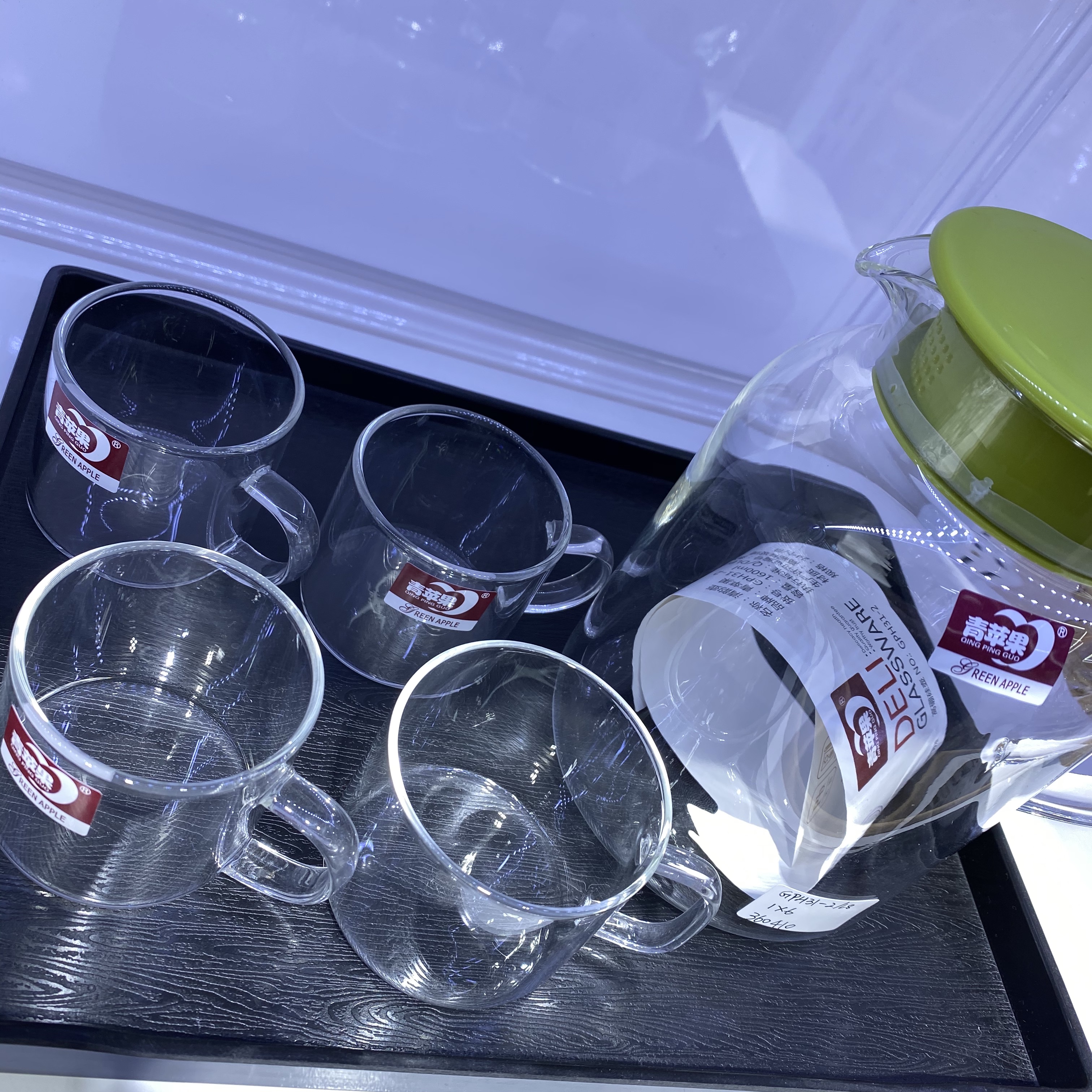 【 In-stock Sales 】 6 glass water bottles * 270ml glass cups, 1.4-liter cold water bottle, juice bottle set Specification image