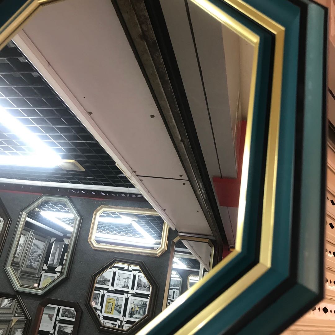 美式卫浴镜复古玄关装饰洗手间厕所卫生间浴室镜子八边形梳妆壁挂细节图