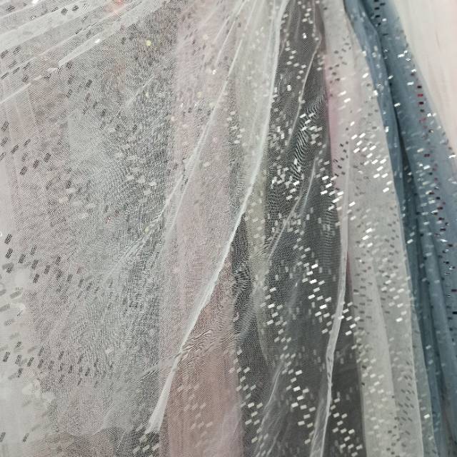 充片布中硬美国网纱闪粉布料亮片网纱喷粉面料舞台服装婚纱背景装饰网布