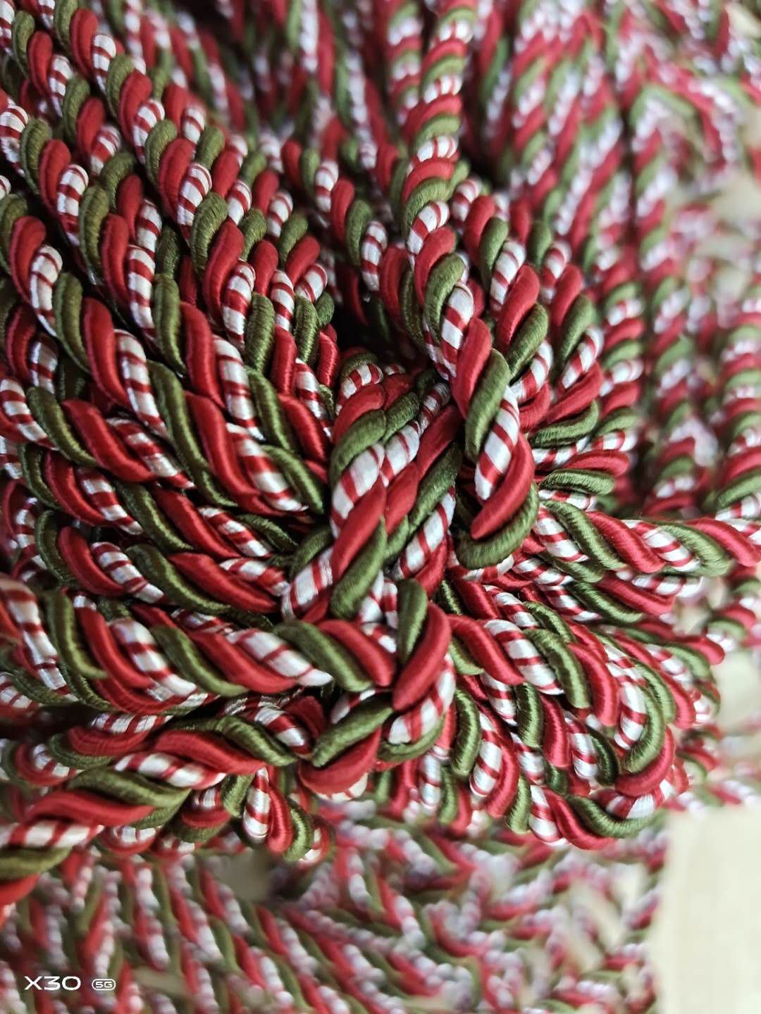 5mm three-color flower rope, three-strand cotton thread, colorful cotton rope, thick decorative rice, diy hand-woven nylon rope, wear-resistant Specification image