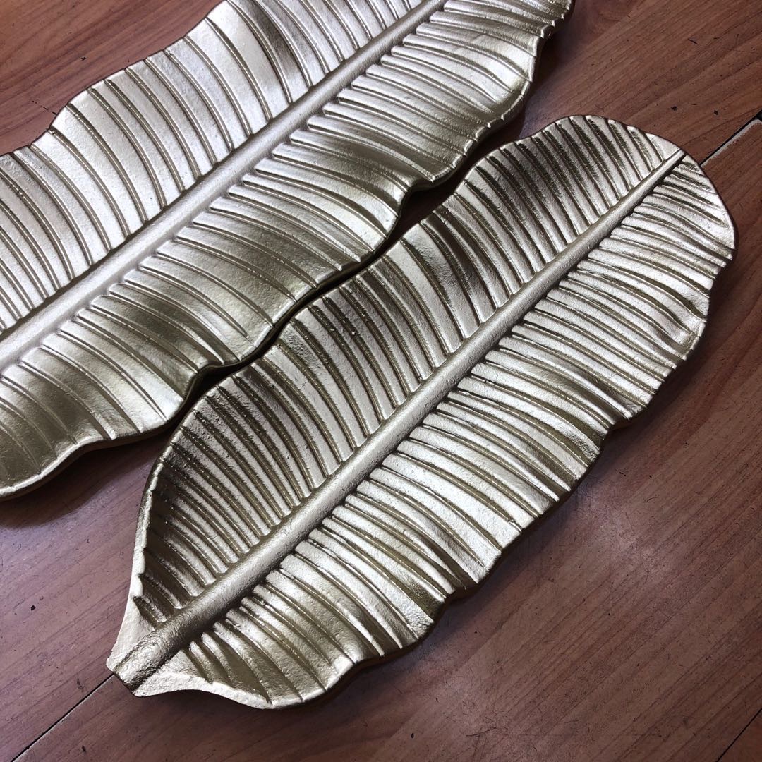 寿司树叶异形盘子铁艺家用简约日式长盘个性酒店餐具创意菜盘细节图