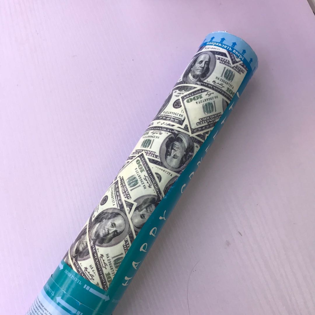 结婚用品大全婚礼礼花礼炮喷彩带烟花瓣礼花筒婚庆手持开业喷花筒美元图案30cm产品图