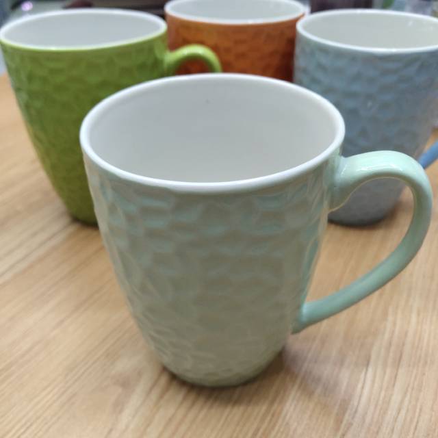 Embossed Cup Water Cup With Handle Mug Ceramic Cup Specification drawing
