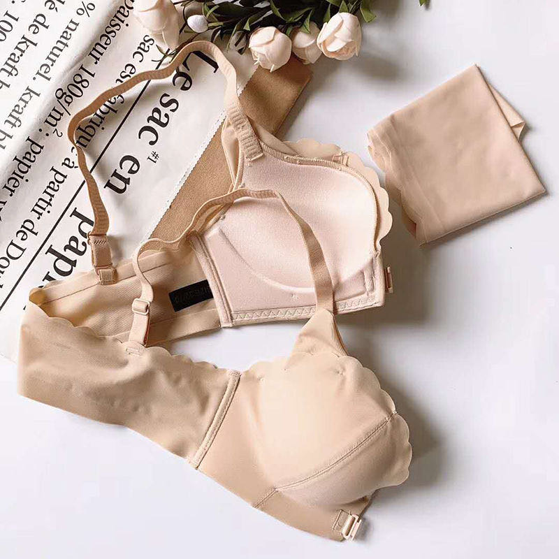 Cat-Ear Front Button Lingerie For Women Comfortable Breathable Sexy Push-Up No-Wire Anti-Sag Bra Set Specification drawing