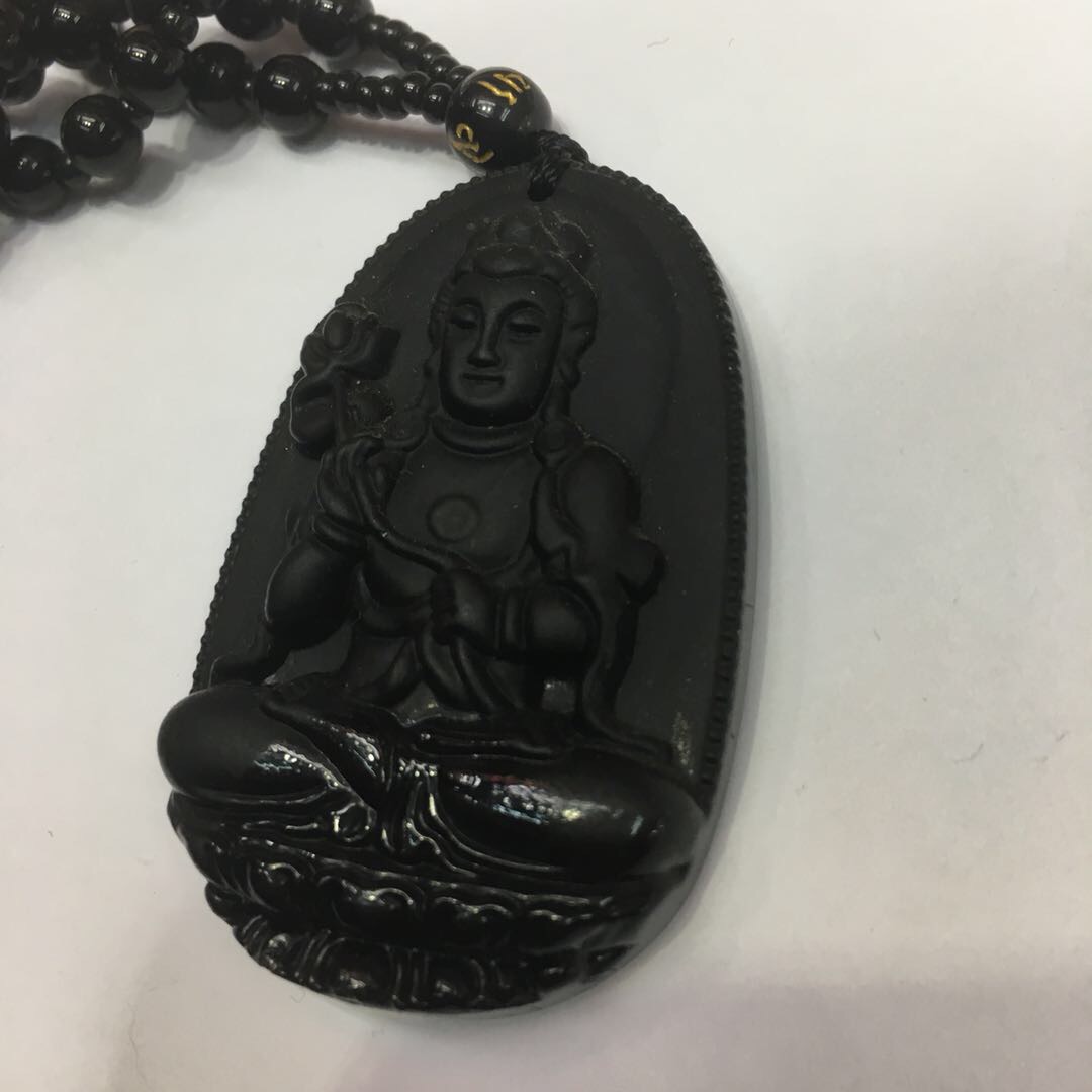 Pure black obsidian all-in-one safety Buddha statue pendant for car use details Picture