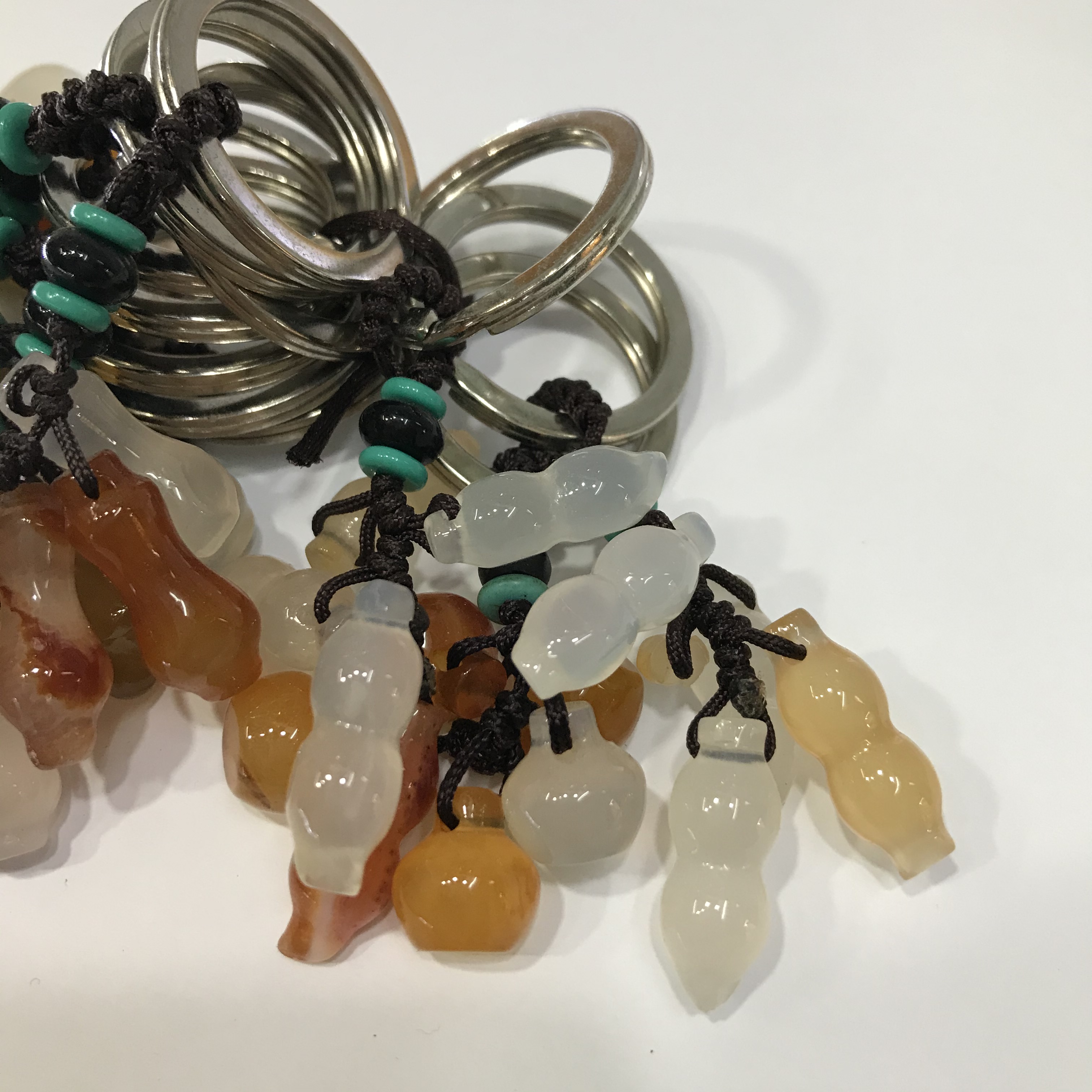 Chalcedony peanut keychain car pendant, men's waist pendant, women's creative and cute metal key chain gift details Picture