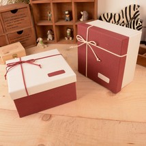 皮绳蝴蝶结正方形礼品盒收纳盒带高档礼盒丝带纯色礼盒