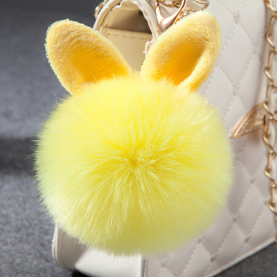 可爱兔耳毛球挂件包包挂件毛绒汽车钥匙扣挂饰