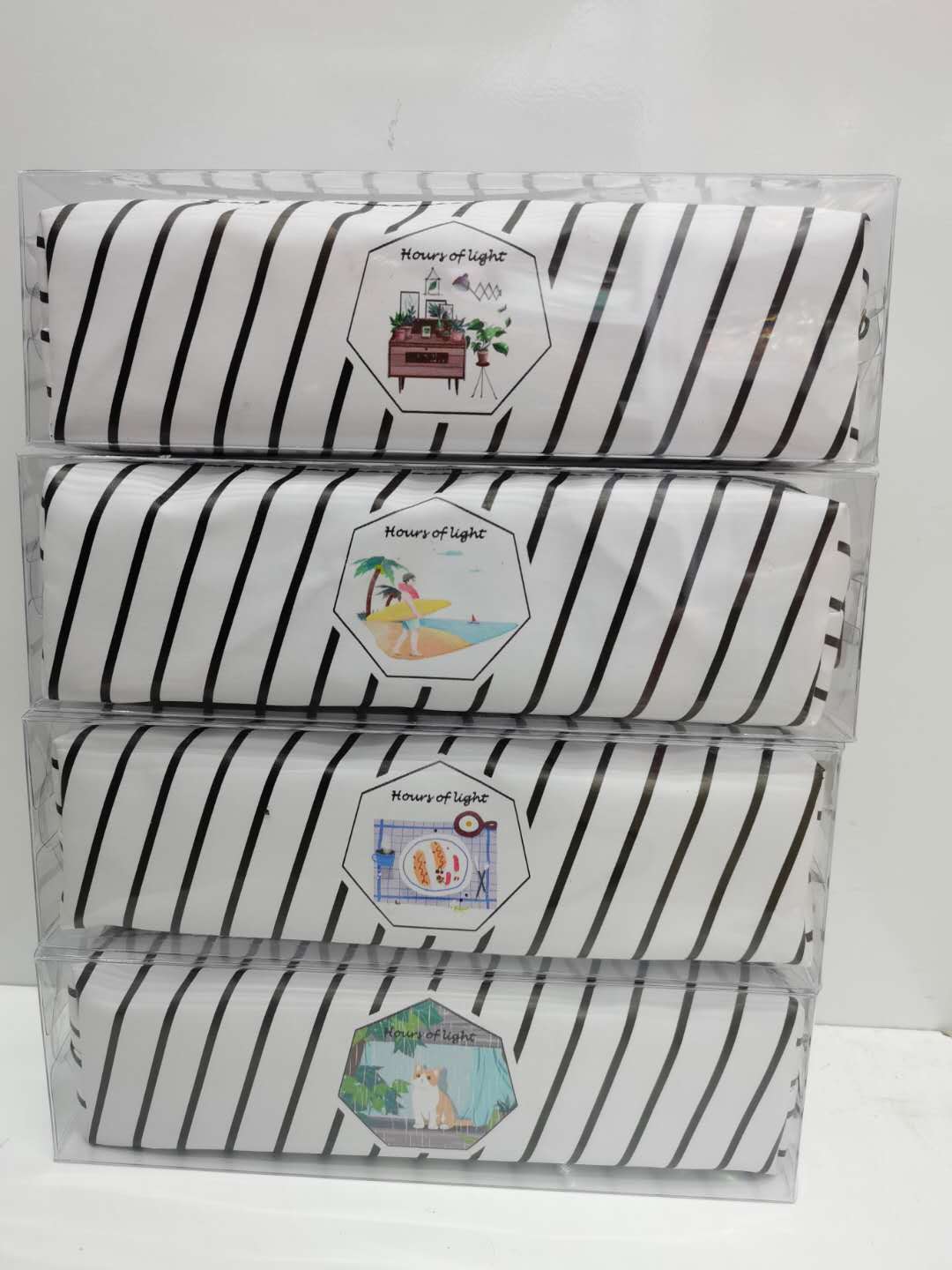 Pu Striped Pen Bag Cartoon Stationery Bag Gift Customization Kindergarten Students Gift Customization Specification drawing