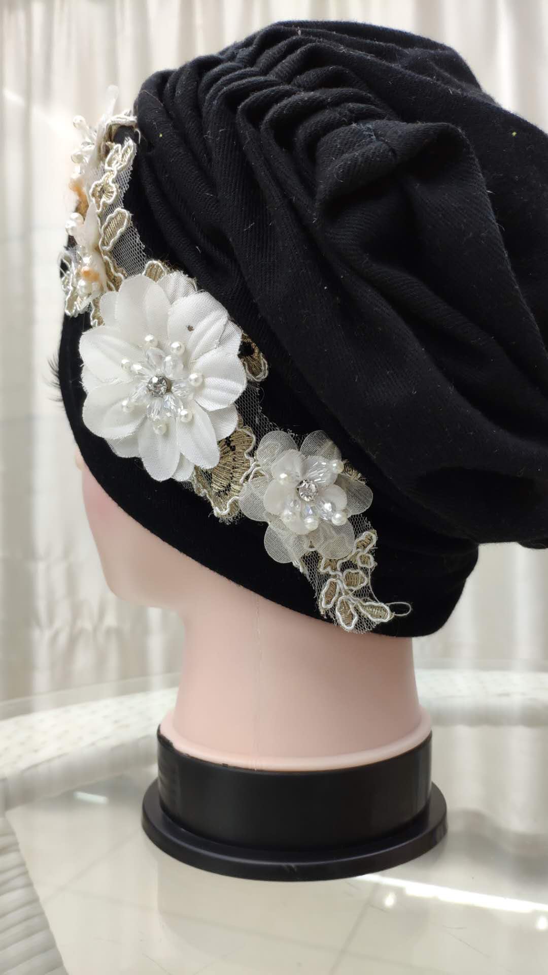 Women's Arab Muslim Veil New Summer Thin Chiffon Milk Silk Lace Head Cover details Picture
