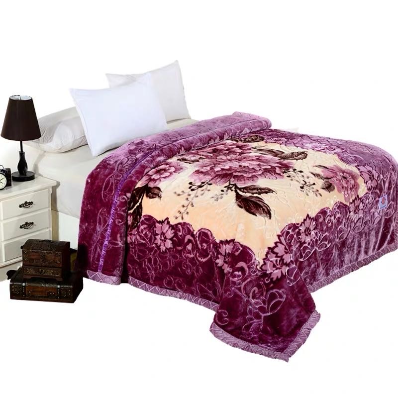 诗兰双层加厚拉舍尔毛毯婚庆毯子大红冬季双人珊瑚绒毯盖毯床上用品
