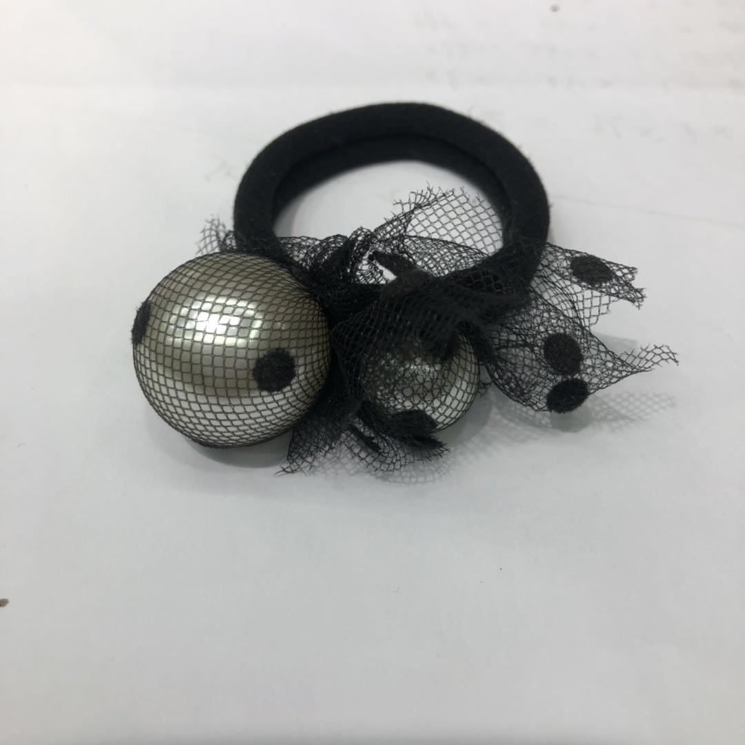 Korean version of the new women's rubber pearl hair ring lace decorative hair ring thumbnail