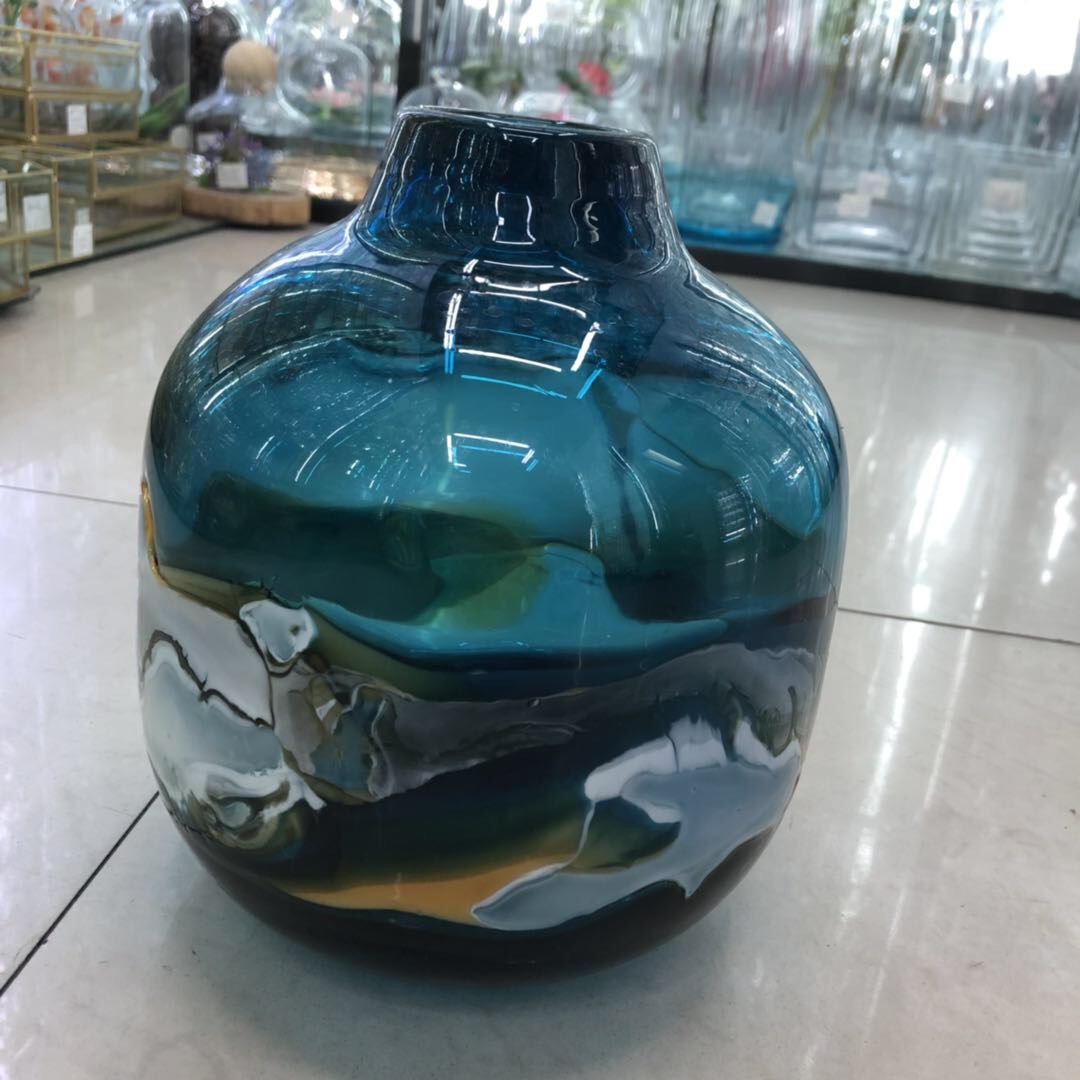 Simple and modern jade glass vase, home living room wine cabinet, flower arrangement vase, creative glass flower vase, fresh and elegant