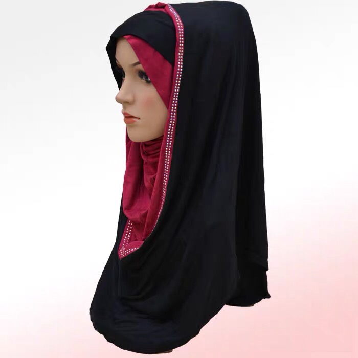 女士时尚潮流百搭穆斯林拼色头巾详情图1