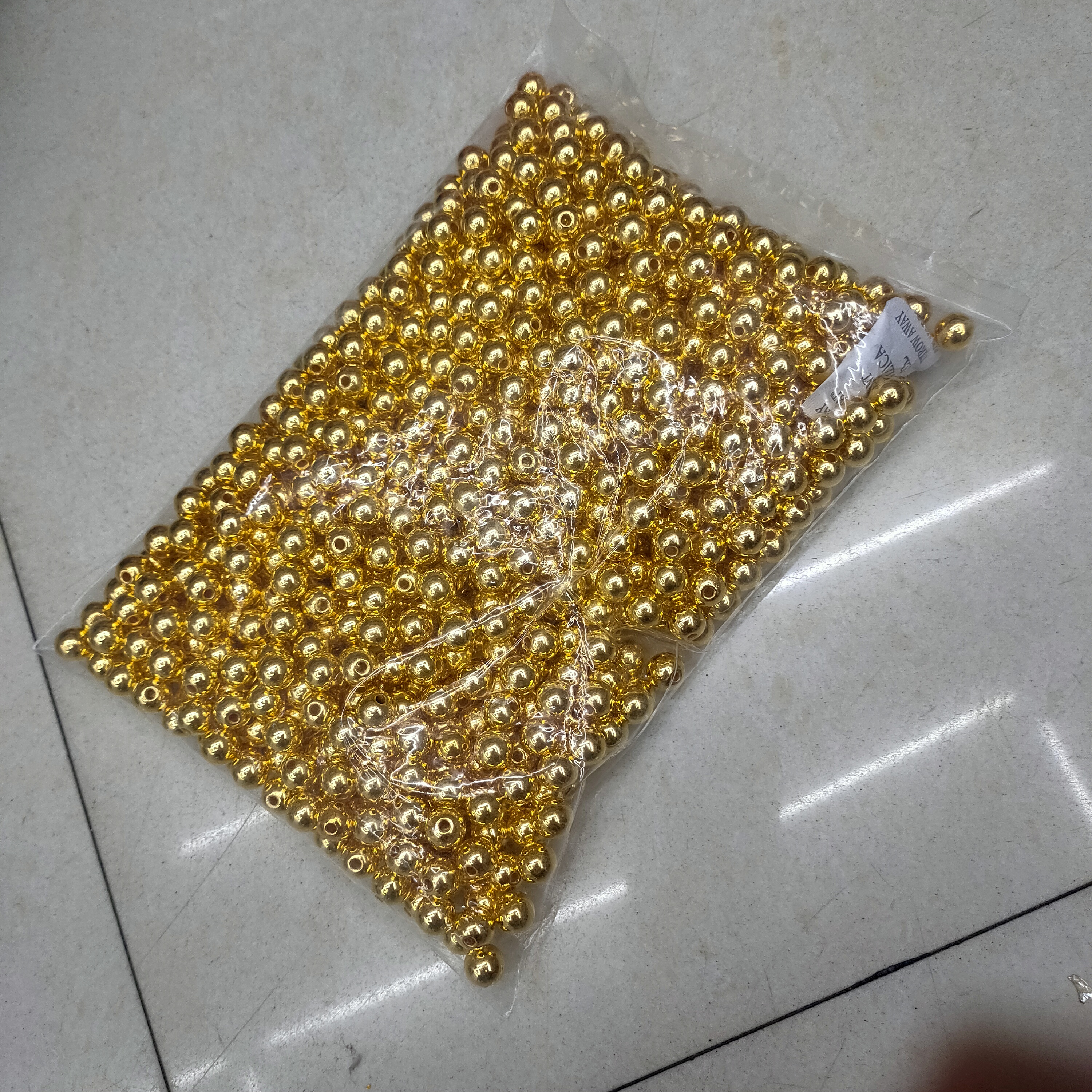 Wholesale of eco-friendly ABS perforated nail beads, gold electroplated clothing accessories, round beads, nail beads and beads Specification image