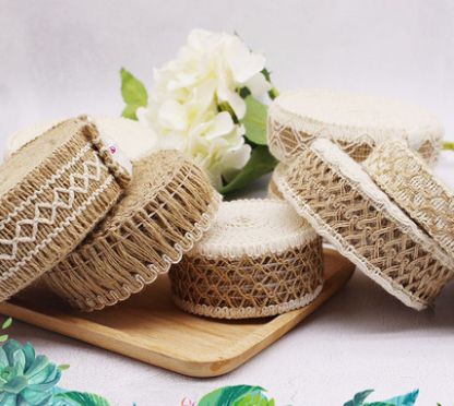 Wide Flat Twine Rope Braided Wall Packing Material Handmade Diy Cotton And Linen Mixed Lace Weaving Ribbon Handicraft Fabric
