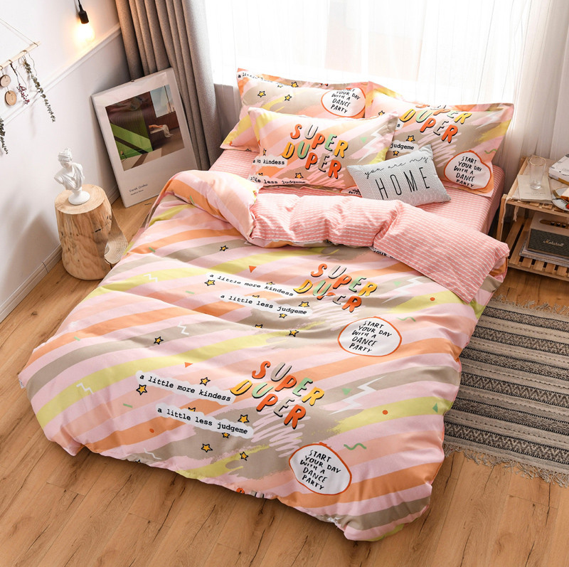 Ins Style Korean Version Simple Design Ab Layout Plush Cotton Four-Piece Set Specification drawing