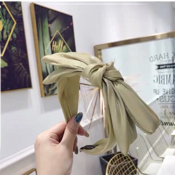 Korean double - layer fabric with large bow wide - edged headband Specification drawing