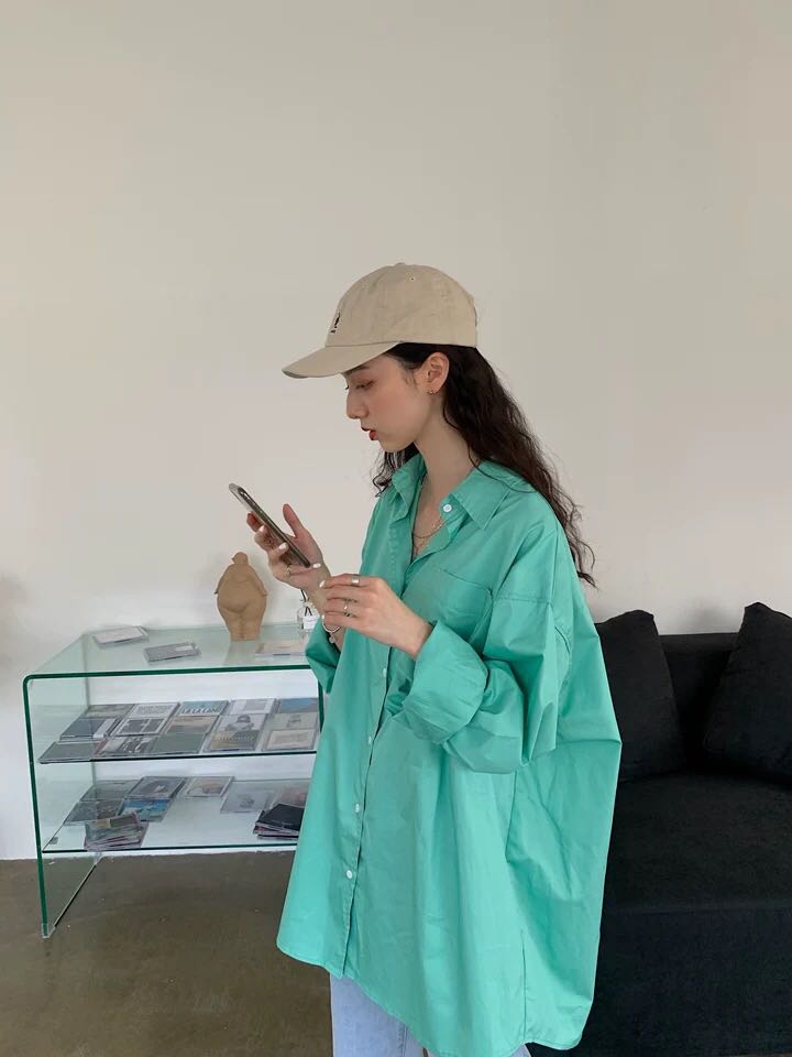 新款韩版设计感小众日系古着感少女衬衫女宽松长袖上衣潮