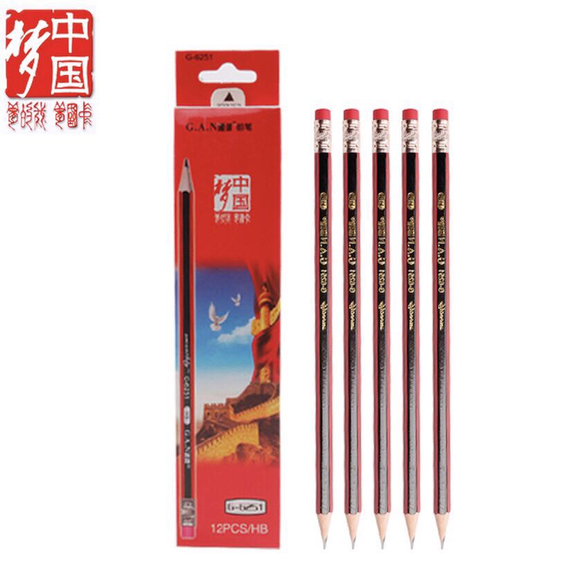Yiwu Selection China Dream Fengyuan pencil G-6251 Red black HB China 6151 student pencil lead-free thumbnail