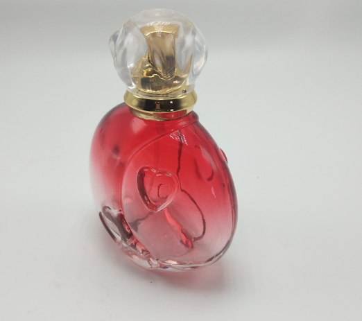 Portable heart-shaped patterned gradient glass perfume dispenser bottle, perfume water bottle, glass bottle details Picture