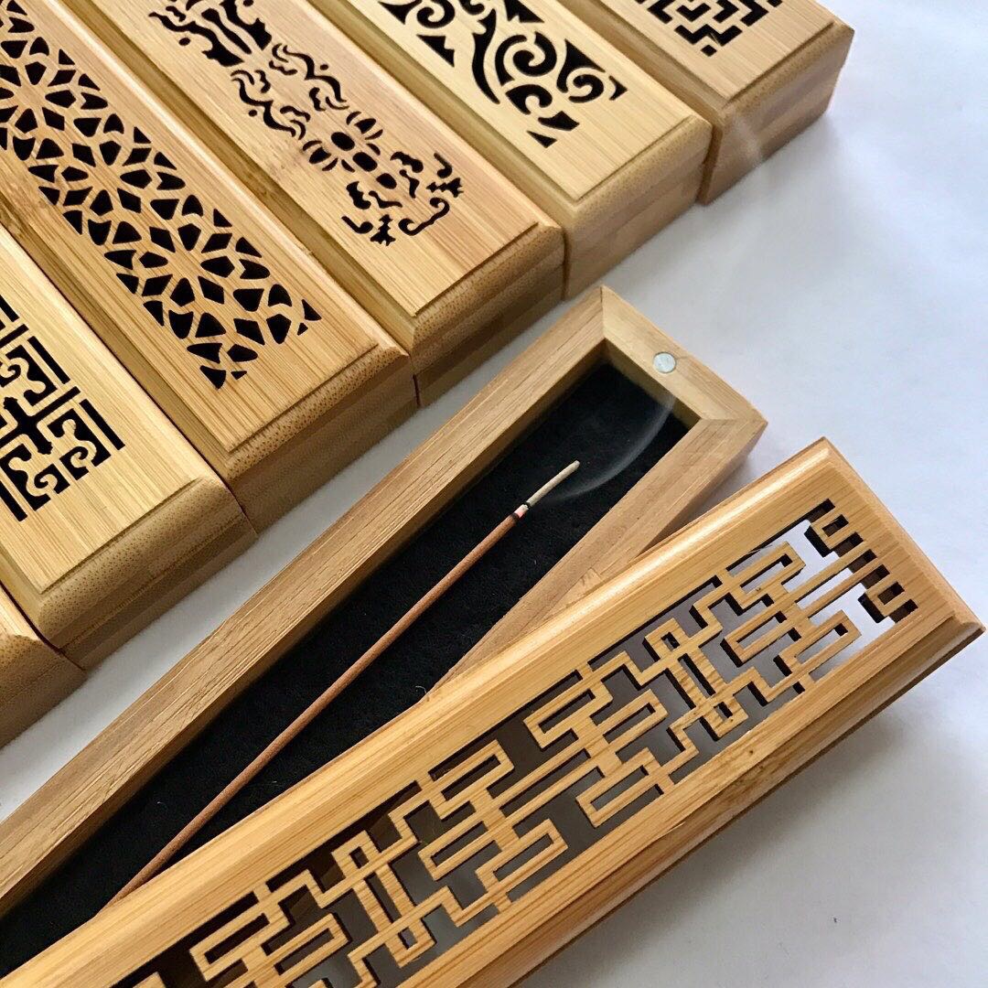 楠竹木雕刻香盒定做线香方形盒子沉香檀香防火棉