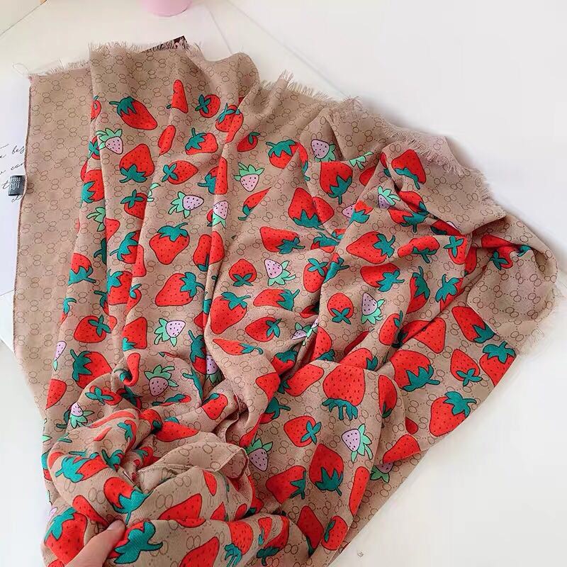 Elegant and stylish strawberry spring and summer light and thin gift scarf for mom