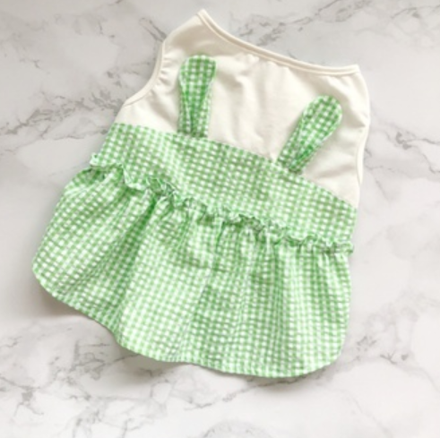 定制宠物衣服法斗T春夏热卖背心红格子细节图