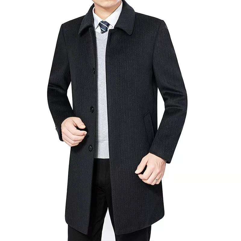 中长款风衣男2020春秋季新款青年商务休闲夹克男中年上衣男士潮流纯色立领外套产品图