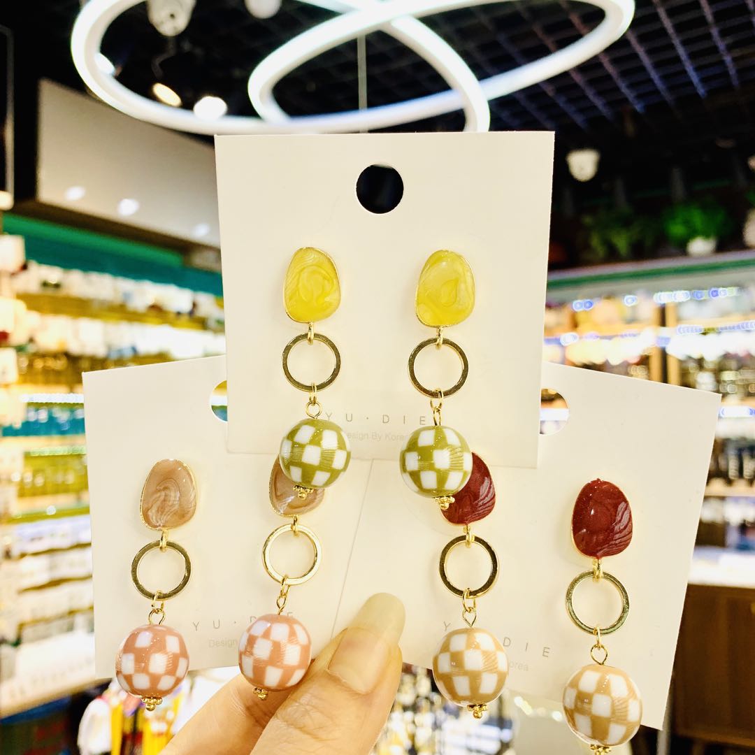 Korean version of simple candy color long pendant earrings lovely sweet elegant earrings web celebrity jewelry female thumbnail