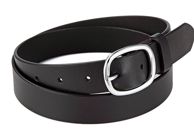 Pure cowhide pin buckle black retro jeans for young men, versatile, trendy and fashionable, durable belt