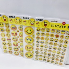 韩版创意烫金可爱儿童表情贴黄色彩色笑脸泡泡贴立体贴纸画