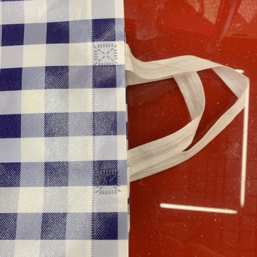 Blue And White Checkered Non-Woven Handbag Specification drawing