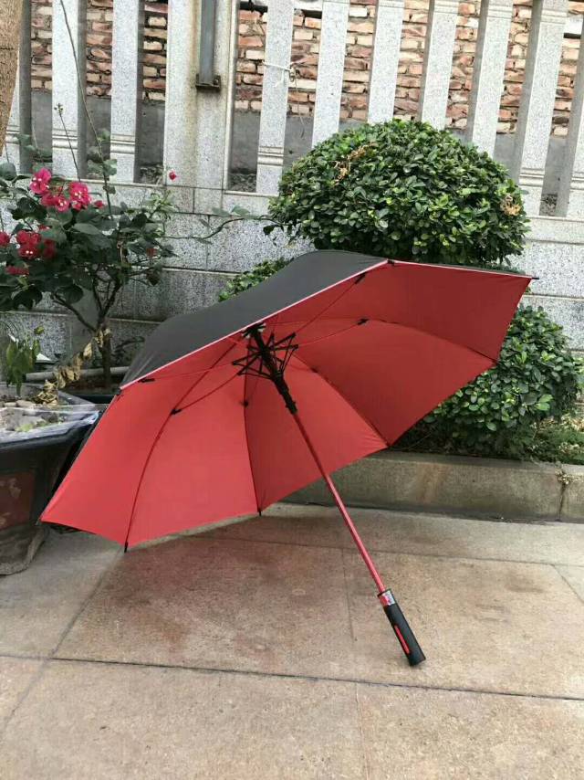 彩纤黑胶直柄自动伞产品图