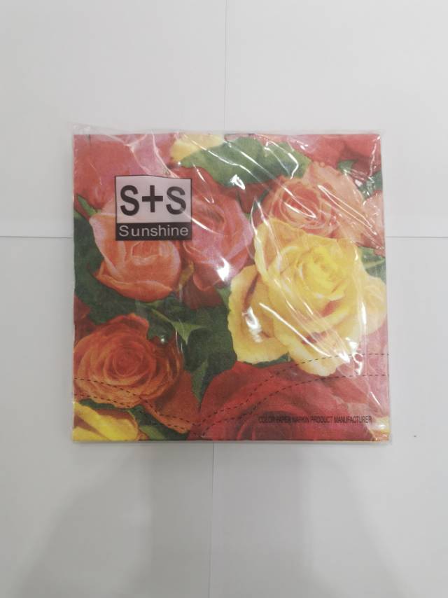 20张每包双层玫瑰花印花一次性餐巾纸