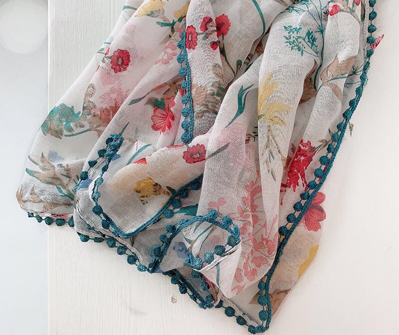 Cotton And Linen Printed Scarf Women's Beach Sunblock Beach Towel Shawl Specification drawing