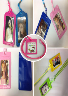 Name tag, ID card, cute PU leather cartoon lanyard, bus access control card sleeve, name tag, work badge thumbnail