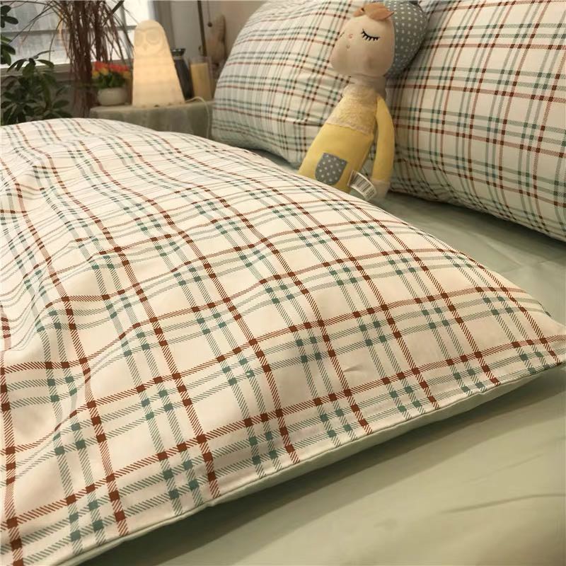 Green Plaid Nordic Simple Cotton Four-Piece Set Specification drawing