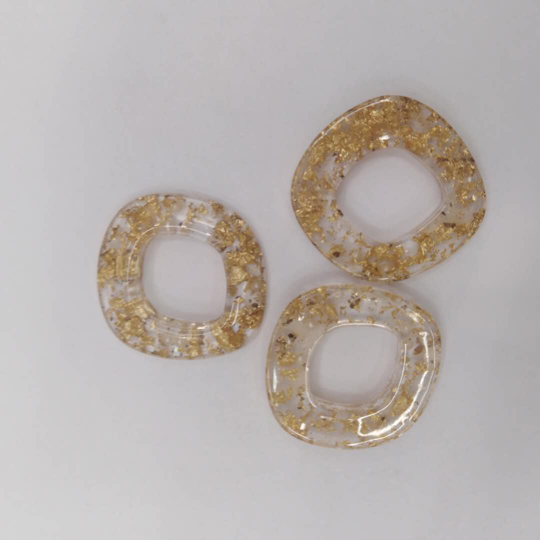 方形嵌金粉树脂吊坠贴片嵌金粉树脂diy手工饰品耳环耳饰树脂饰品配件产品图